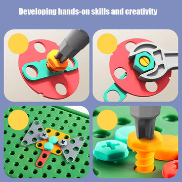 230Pcs/228Pcs Children DIY Tool Toys Set Electric Drill Screw Nuts 3D Puzzle Toy Pretend Play Tool Kits 2D/3D Educational Toy